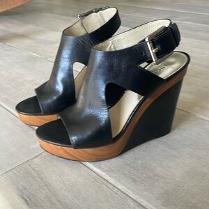 MICHAEL KORS Woman’s 6.5 Leather Black Wedge
